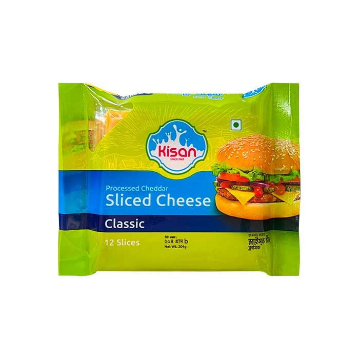 Kisan Processed Cheddar Sliced Cheese 12 Slices- 204g